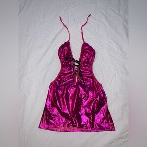 Pink Shiny Halter Dress